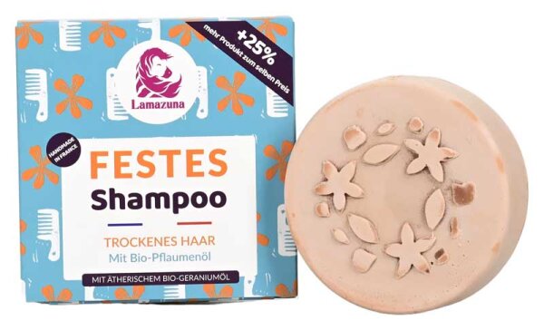 Lamazuna Festes Shampoo Trockenes Haar - Pflaume Geranie